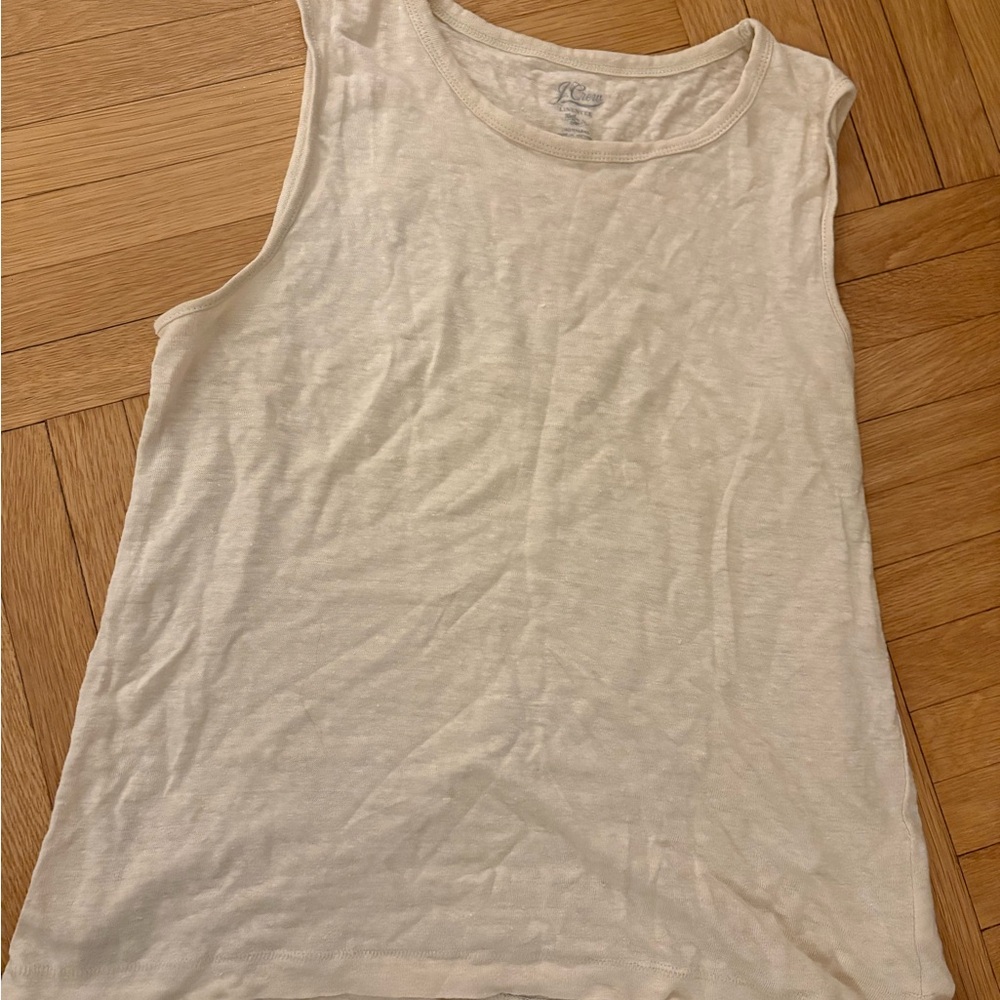 J. Crew White Sleeveless Cotton Tank Top